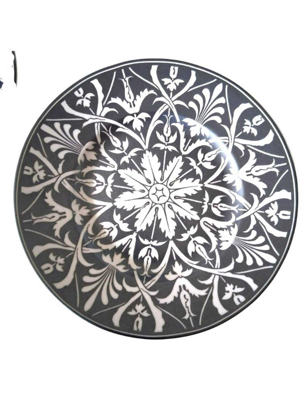 Z Gallerie Salad/Bread Plates Gray & White Floral Ceramic Indonesia Set of 6